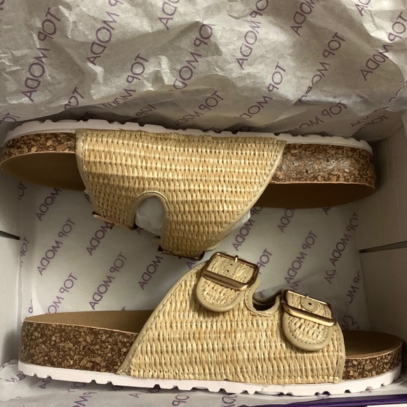 ⚡️LAST PAIR⚡️Double Buckle Raffia Slide Sandals - Picture 5 of 5